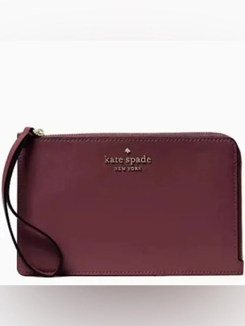 kate spade deep berry Leather Wristlet Clutch
